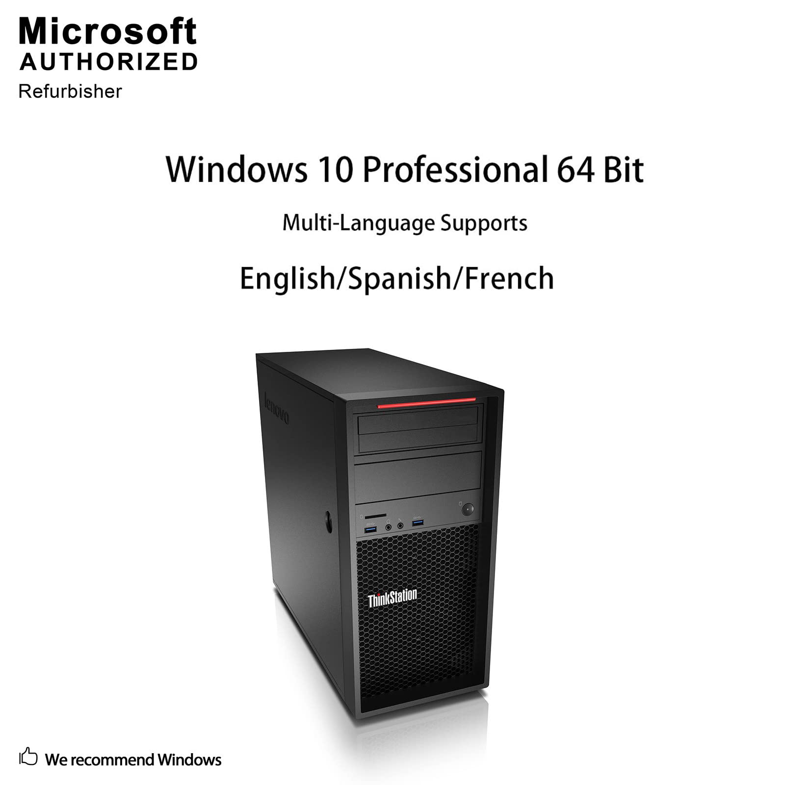 Lenovo ThinkStation P310 Tower Desktop PC, Intel Quad Core i7 6700 up to 4.0GHz, 16G DDR4, 1T SSD + 3T HDD, WiFi, BT 4.0, DVD, Windows 10 Pro 64-Multi-Language Support English/Spanish/French (Renewed)