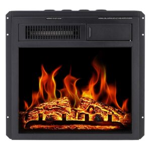 antarctic star electric fireplace insert 18" freestanding heater remote control with 7 log hearth flame settings adjustable flame,1500w black