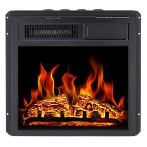 Antarctic Star Electric Fireplace Insert 18" Freestanding Heater Remote Control with 7 Log Hearth Flame Settings Adjustable Flame,1500w Black