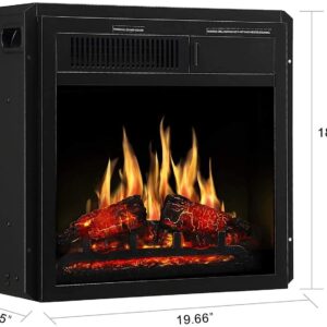 Antarctic Star Electric Fireplace Insert 18" Freestanding Heater Remote Control with 7 Log Hearth Flame Settings Adjustable Flame,1500w Black