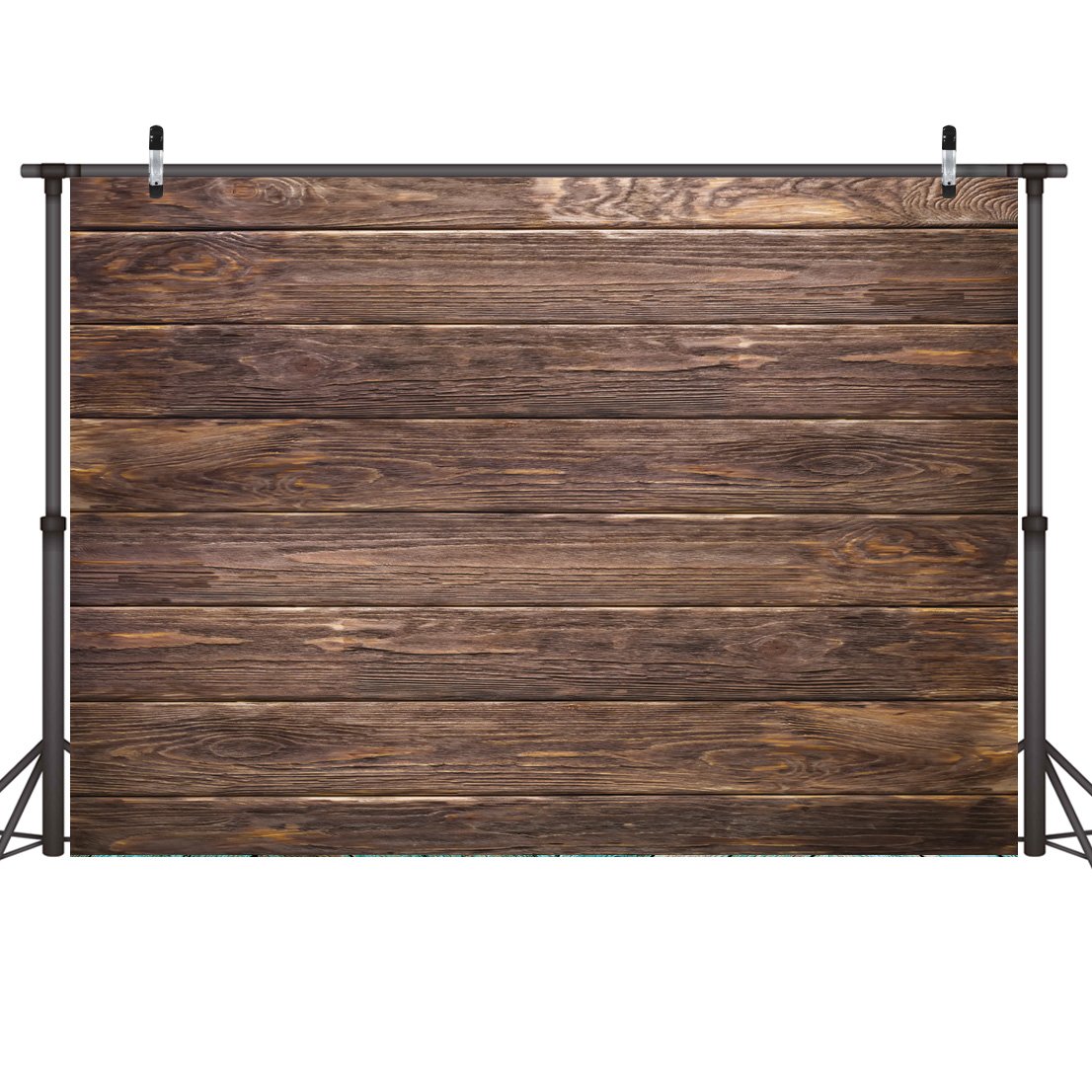 LYWYGG 10x8ft Thin Vinyl Brown Wood Backdrop Photographers Retro Wood Wall Background Cloth Seamless CP-19-1008