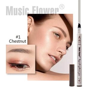 Eyebrow Pen, MoonKong 4 Point Eyebrow Pencil Waterproof Eye Brown Makeup, Eyebrow Kits with 3 Eyebrow Stencil, 1 Brow Razor (Chestnut)