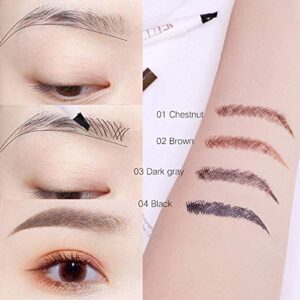 Eyebrow Pen, MoonKong 4 Point Eyebrow Pencil Waterproof Eye Brown Makeup, Eyebrow Kits with 3 Eyebrow Stencil, 1 Brow Razor (Chestnut)