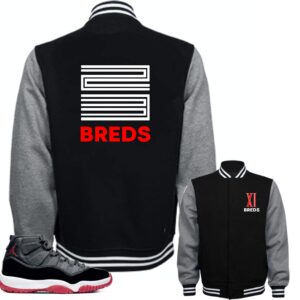 SNELOS Jordan 11 Bred 2019 Match Jackets (Jordan 11 Bred 2019 - Breds 23 (Black), XL)