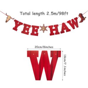 Western Cowboy Party Decoration Kit - Cowboy Yee Haw Garland Banner, Hanging Swirls Foil Swirls for Cowboy Theme Party Birthday Party Baby Shower Ceiling Decorations
