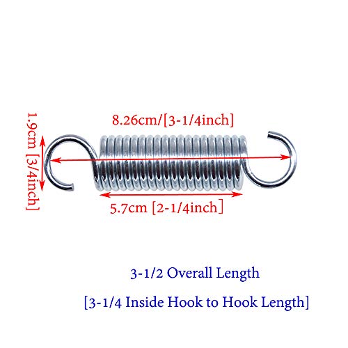 3-1/2inch Overall Length [3-1/4 Inside Hook to Hook] Recliner Sofa Chair Mechanism Tension Springs Replacement[Pack of 2] Silver