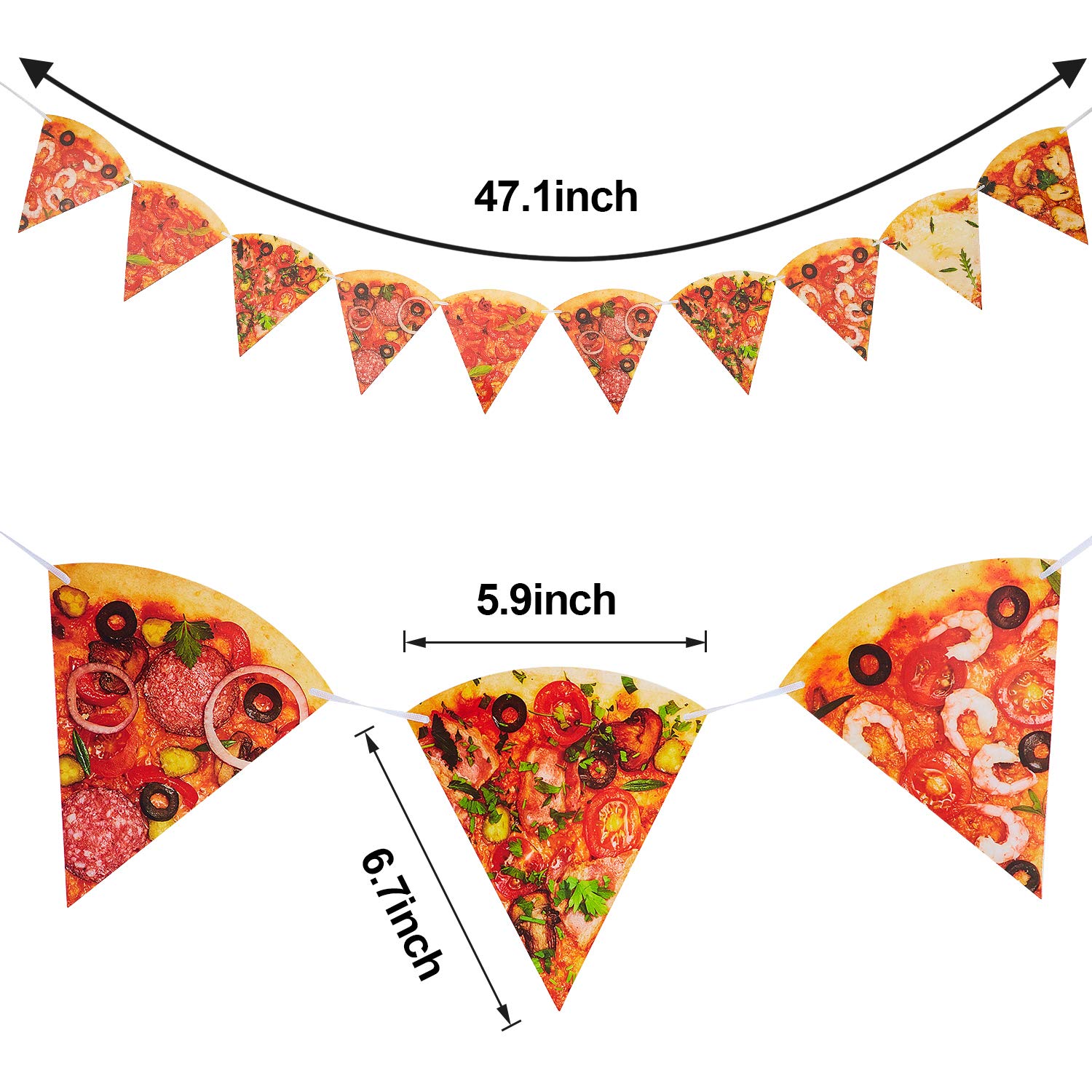 4 Pieces Pizza Photo Banner Pizza Pennant Pizza Party Theme Decoration for Pizza Themed Birthday Baby Shower Party Supply, Pre-assembled