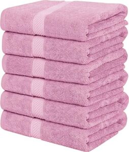 utopia towels 6 pack medium bath towel set, 100% ring spun cotton (24 x 48 inches) medium lightweight and highly absorbent quick drying towels, premium towels for hotel, spa and bathroom (pink)