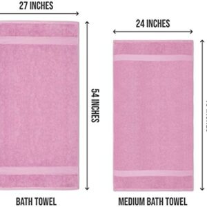 Utopia Towels 6 Pack Medium Bath Towel Set, 100% Ring Spun Cotton (24 x 48 Inches) Medium Lightweight and Highly Absorbent Quick Drying Towels, Premium Towels for Hotel, Spa and Bathroom (Pink)