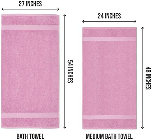 Utopia Towels 6 Pack Medium Bath Towel Set, 100% Ring Spun Cotton (24 x 48 Inches) Medium Lightweight and Highly Absorbent Quick Drying Towels, Premium Towels for Hotel, Spa and Bathroom (Pink)