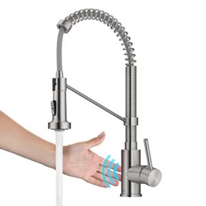 kraus ksf-1610sfs bolden touchless sensor commercial pull-down single handle 18-inch kitchen faucet, spot free stainless steel