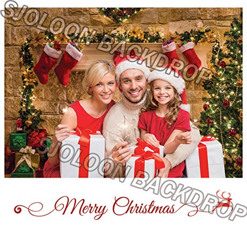 SJOLOON 10x10FT Christmas Photography Backdrops Child Christmas Fireplace Decoration Background for Photo Studio (11209)