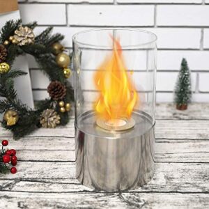 JHY DESIGN Tabletop Fire Bowl Pot 11.5''H Portable Tabletop Fireplace–Clean-Burning Bio Ethanol Ventless Fireplace（Stainless Steel）