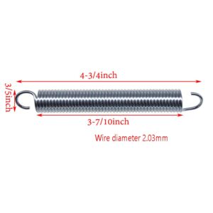 4 3/4 inch Replacement Recliner Sofa Chair Mechanism Tension Springs (Pack of 2) - Short Neck Hook Style