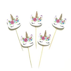 24 pcs Unicorn Cupcake Toppers party supplies cake decorating Insert card choose children birthday party wedding cake banner Decoration