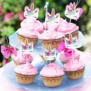 24 pcs Unicorn Cupcake Toppers party supplies cake decorating Insert card choose children birthday party wedding cake banner Decoration