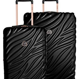 DELSEY PARIS Alexis Durable Luggage Set, Expandable & Lightweight 4-Wheel Spinners, Easy Grip handles for Smooth Journeys, TSA-Lock Incorporated, Men and Women, Black/Rose Gold, 2-Piece Set (21"/25")