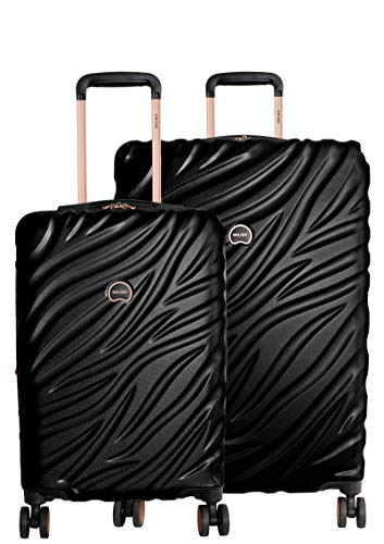 DELSEY PARIS Alexis Durable Luggage Set, Expandable & Lightweight 4-Wheel Spinners, Easy Grip handles for Smooth Journeys, TSA-Lock Incorporated, Men and Women, Black/Rose Gold, 2-Piece Set (21"/25")