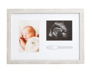 kate & milo rustic bracelet id and sonogram frame, rustic pregnancy keepsake picture frame, gender-neutral nursery décor