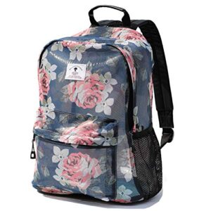 ESVAN Original Print Mesh Backpack Semi-Transparent Sackpack See Through Beach Bag Daypack Multi-Purpose Women Men Unisex (Flower)