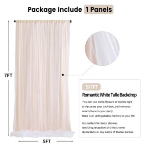 Wrinkle Free Champagne Tulle Backdrop Curtains for Baby Shower Party Wedding Photo Drape Backdrop for Photography Props Engagement Bridal Shower 5 ft X 7 ft