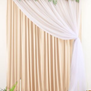 Wrinkle Free Champagne Tulle Backdrop Curtains for Baby Shower Party Wedding Photo Drape Backdrop for Photography Props Engagement Bridal Shower 5 ft X 7 ft