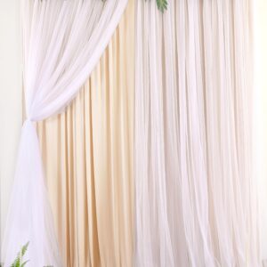 Wrinkle Free Champagne Tulle Backdrop Curtains for Baby Shower Party Wedding Photo Drape Backdrop for Photography Props Engagement Bridal Shower 5 ft X 7 ft