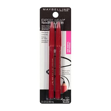 Maybelline Expert Eyes Twin Brow And Eye Pencils, Velvet Black [101], 2 ea (Pack of 2)