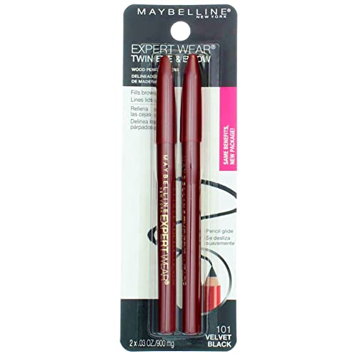 Maybelline Expert Eyes Twin Brow And Eye Pencils, Velvet Black [101], 2 ea (Pack of 2)