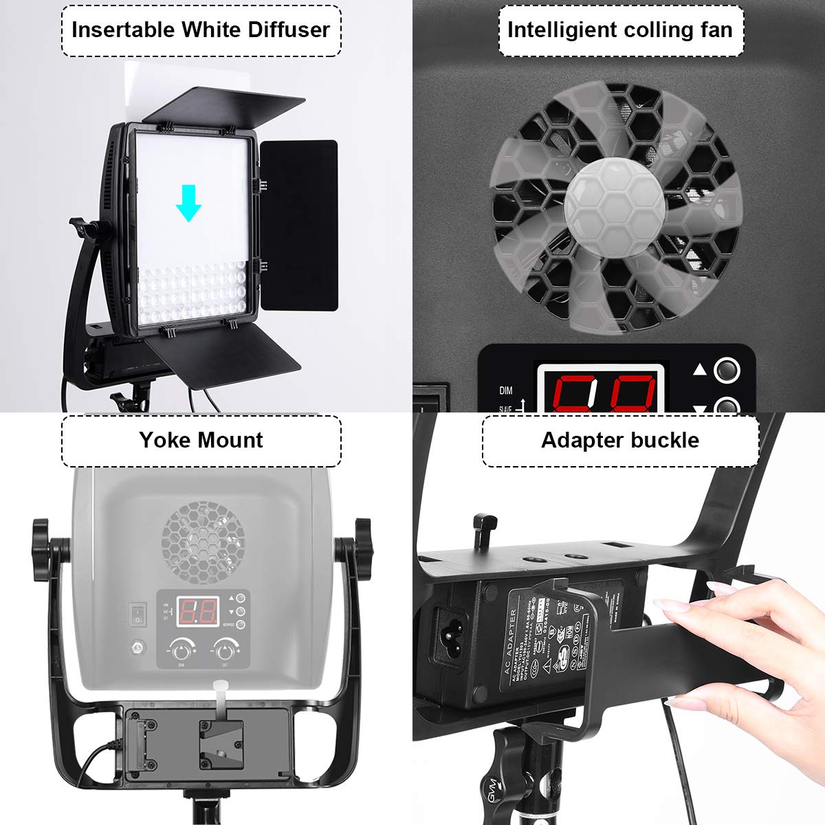 GVM 900D LED Video Light，Dimmable Bi-Color and Stand video Lighting Kit, APP Intelligent Control System， CRI97，3200-5600K fo YouTube Studio Photography， Outdoor Video Shooting Lighting (2 Packs)