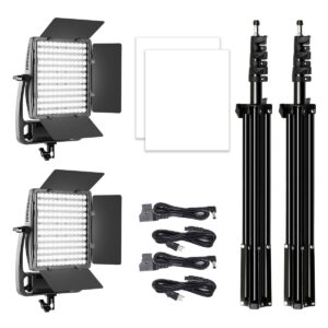 GVM 900D LED Video Light，Dimmable Bi-Color and Stand video Lighting Kit, APP Intelligent Control System， CRI97，3200-5600K fo YouTube Studio Photography， Outdoor Video Shooting Lighting (2 Packs)