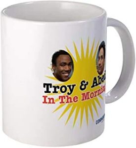 bsm troy and abed in the morning community mug 11oz funny tv show cup gift ideas for him her birthday christmas anniversary valentine's day mother's day father's day