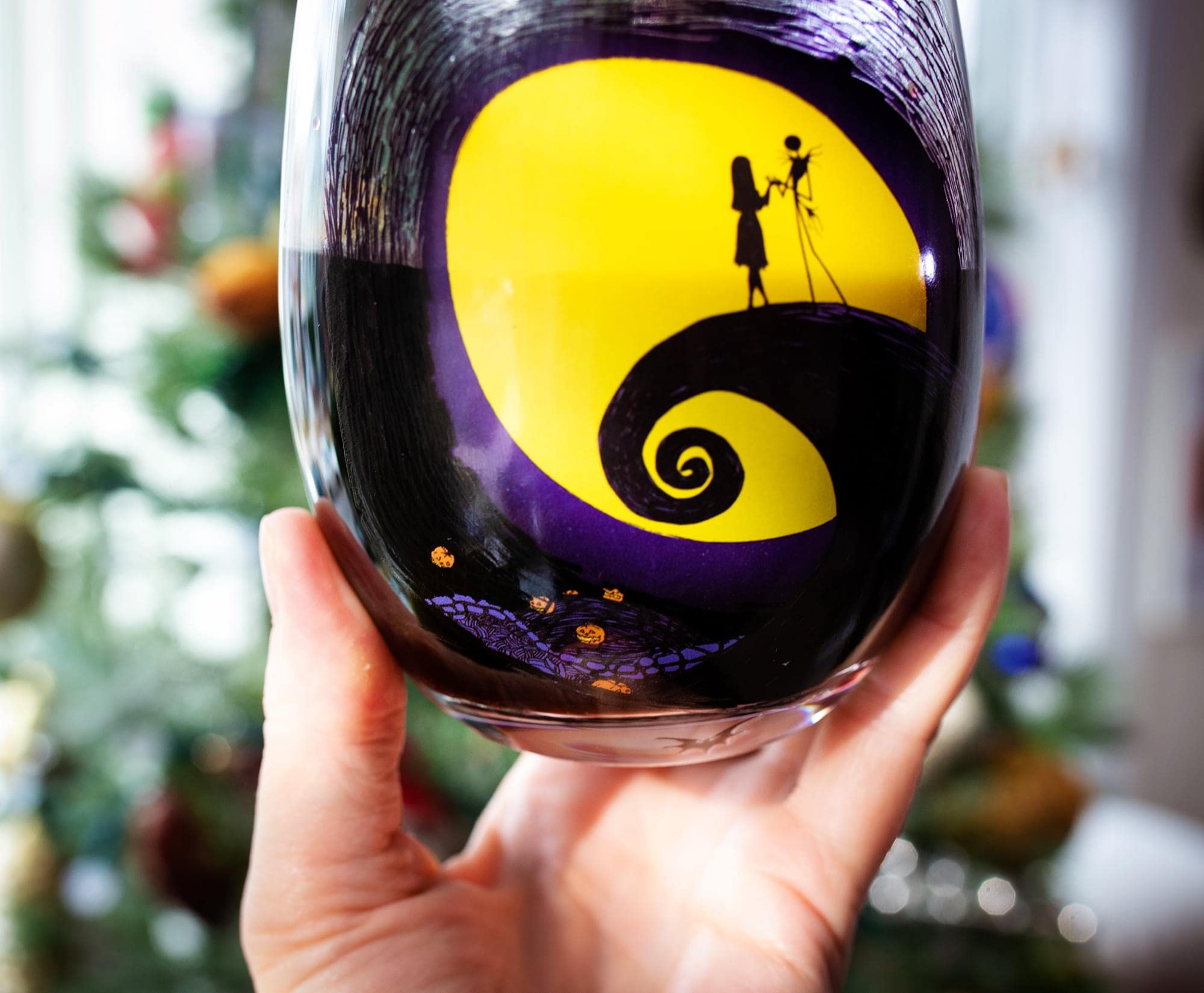 Nightmare Before Christmas Disney The Jack & Sally on Spiral Hill Stemless Glass