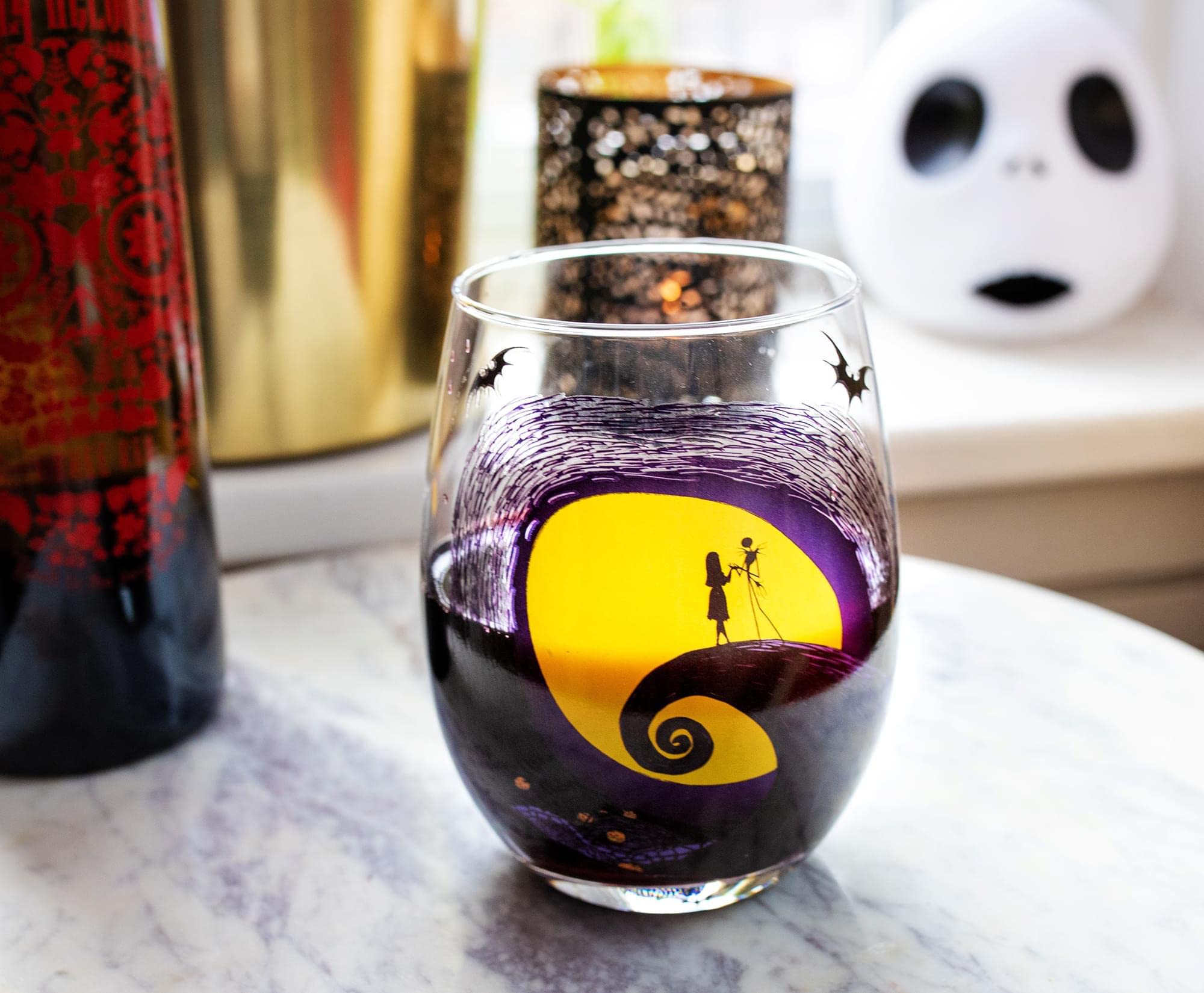 Nightmare Before Christmas Disney The Jack & Sally on Spiral Hill Stemless Glass