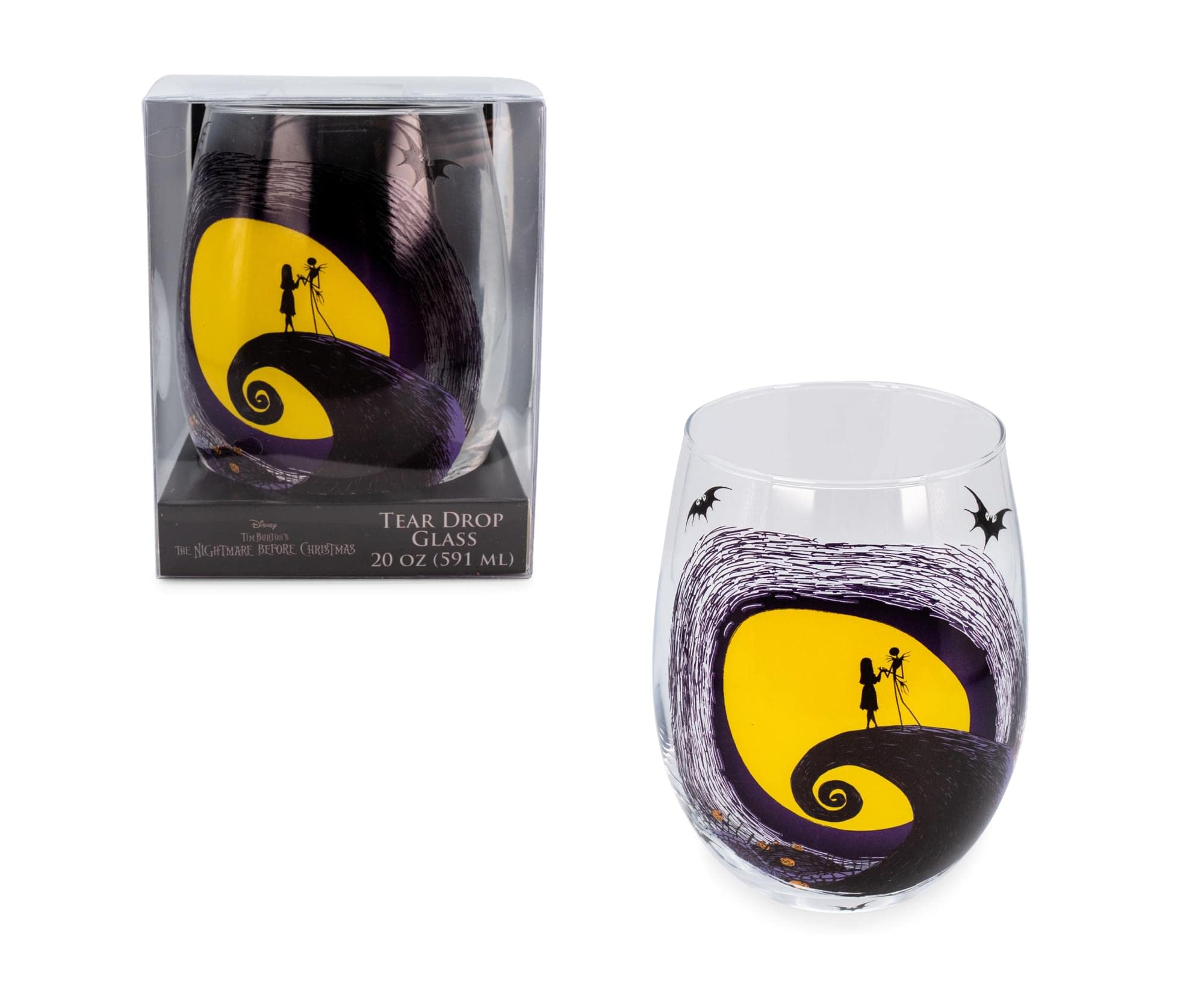 Nightmare Before Christmas Disney The Jack & Sally on Spiral Hill Stemless Glass