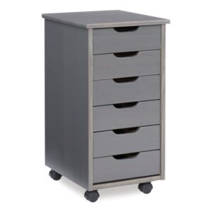 linon callie multipurpose eight drawer dresser wood rolling file cabinet storage cart in gray