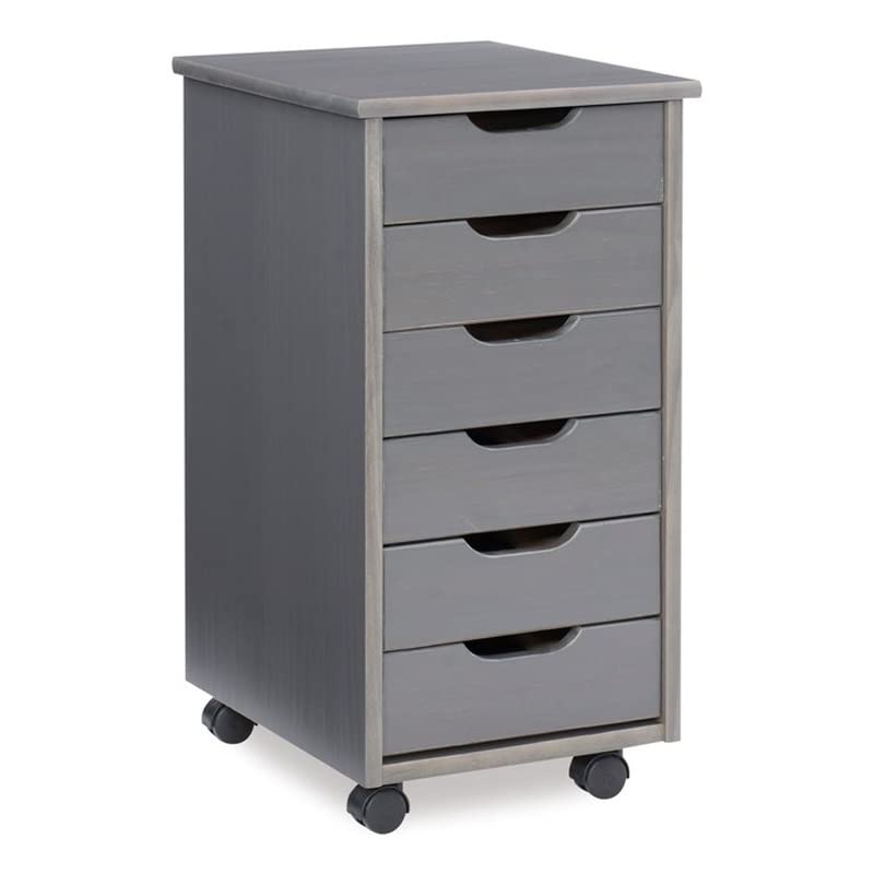 Linon Callie Multipurpose Eight Drawer Dresser Wood Rolling File Cabinet Storage Cart in Gray