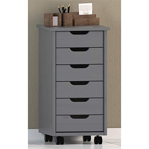 Linon Callie Multipurpose Eight Drawer Dresser Wood Rolling File Cabinet Storage Cart in Gray