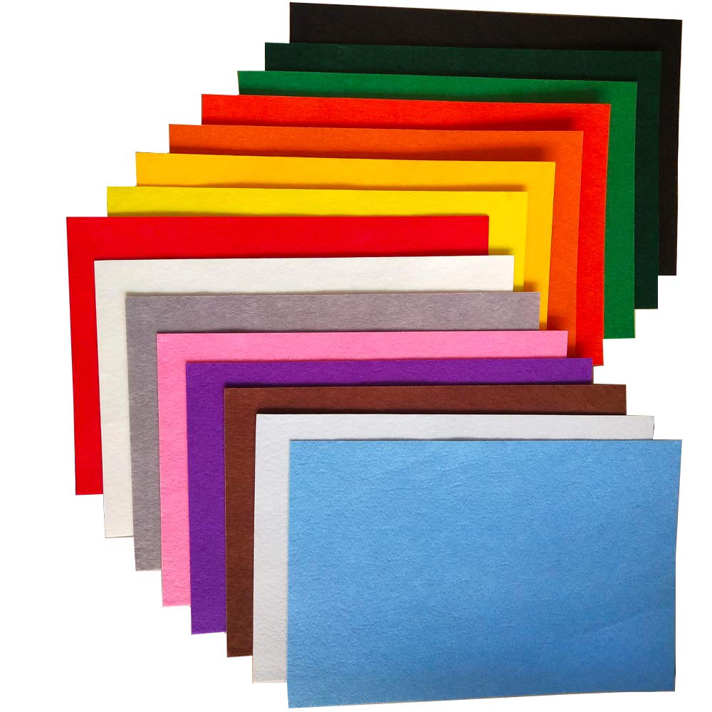Szsrcywd 15PCS Assorted Colors Adhesive Felt Fabric Sheets,15 Colors A4 Size Fabric Sticky Back Sheet,8.3 by 11.8 Inch for Art,Craft Making,Self-Adhesive