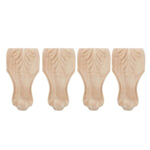 hztyyier 4pcs solid wood furniture legs wood carved sofa couch chair ottoman loveseat table cabinet furniture wood legs wood unfinished carved feet(15x6cm)
