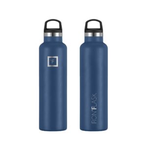 IRON °FLASK Sports Water Bottle - 3 Lids (Narrow Straw Lid) Leak Proof Vacuum Insulated Stainless Steel - Hot & Cold Double Walled Insulated Thermos, Durable Metal Canteen - Twilight Blue, 24 Oz