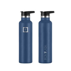 IRON °FLASK Sports Water Bottle - 3 Lids (Narrow Straw Lid) Leak Proof Vacuum Insulated Stainless Steel - Hot & Cold Double Walled Insulated Thermos, Durable Metal Canteen - Twilight Blue, 24 Oz