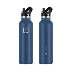 IRON °FLASK Sports Water Bottle - 3 Lids (Narrow Straw Lid) Leak Proof Vacuum Insulated Stainless Steel - Hot & Cold Double Walled Insulated Thermos, Durable Metal Canteen - Twilight Blue, 24 Oz