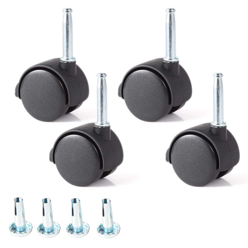 Skelang 4 Pcs 1.5" Grip Neck Caster Stem Diameter (8MM), Swivel Stem Caster Wheel with Brake Replacement for Cart, Table, Shelf Unit, Rolling Plant Box, Each Load Capacity 15 Lbs