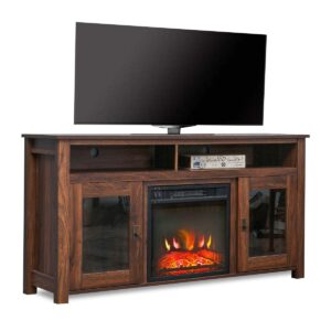 romayard electric fireplace tv stand console for tvs up to 60" electric fireplace heater entertainment center (60")