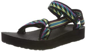 teva women's ankle strap wedge sandal, bolt retro, women 6