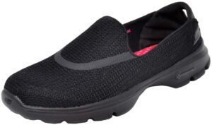 skechers performance women's go walk 3 slip-on walking shoe, black/black/black, 7.5 wide