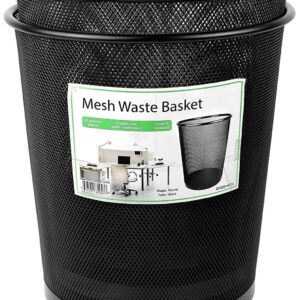 Greenco Small Trash Cans for Home or Office, 2-Pack, 4.5 Gallon Black Mesh Round Trash Cans - Desk Trash Can - Lightweight, Sturdy for Under Desk, Kitchen, Bedroom, Den, Dorm Room, or Recycling Can