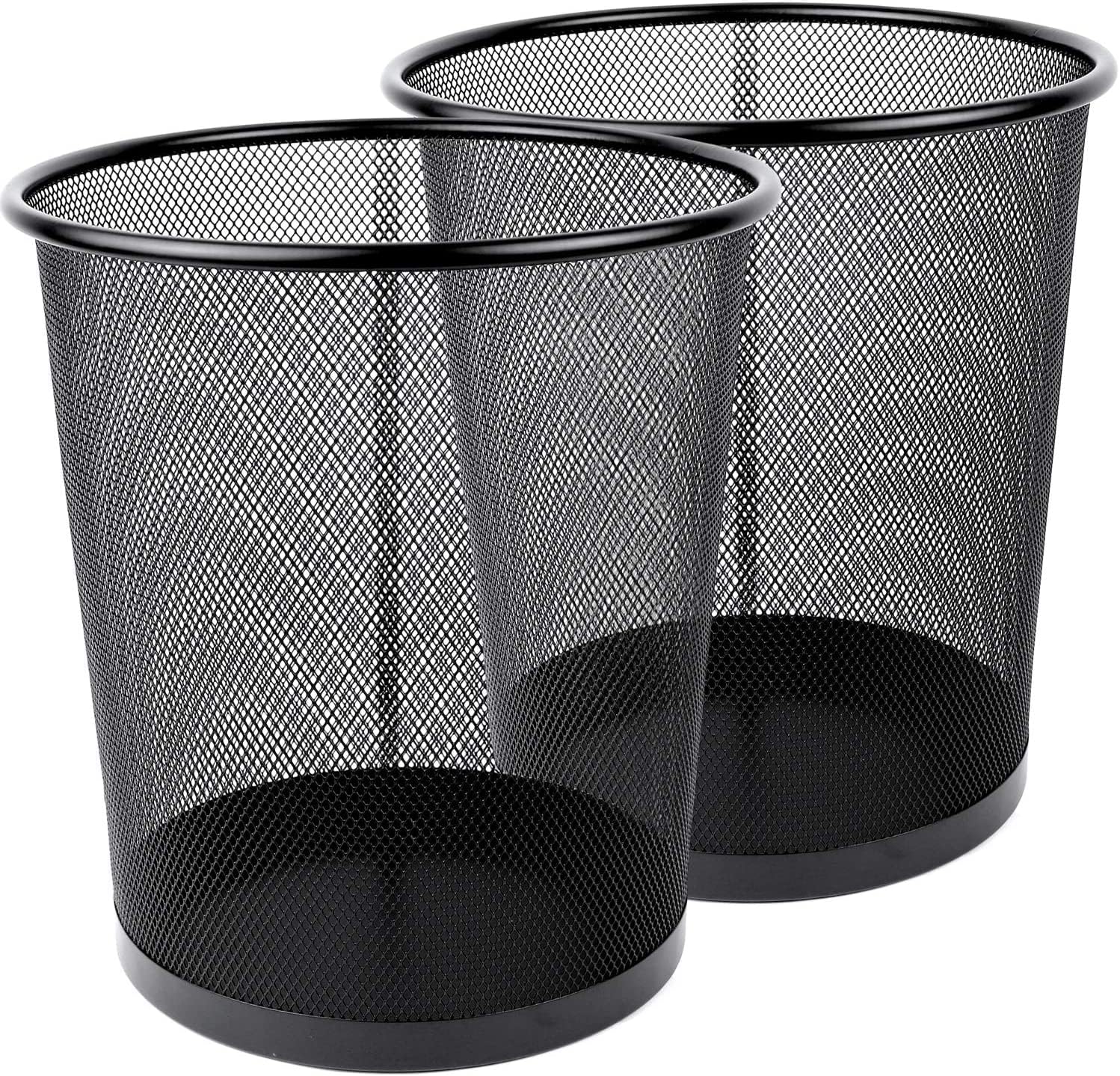 Greenco Small Trash Cans for Home or Office, 2-Pack, 4.5 Gallon Black Mesh Round Trash Cans - Desk Trash Can - Lightweight, Sturdy for Under Desk, Kitchen, Bedroom, Den, Dorm Room, or Recycling Can