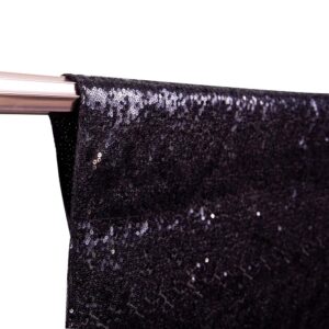 SquarePie Sequin Backdrop Not See Through Thick Stain Background Glitter Curtain Party 10FT x 10FT Black